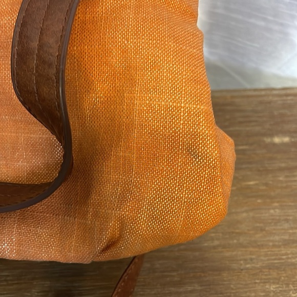 Relativity Linen Metallic Orange Shoulder Hand Bag - Picture 6 of 10